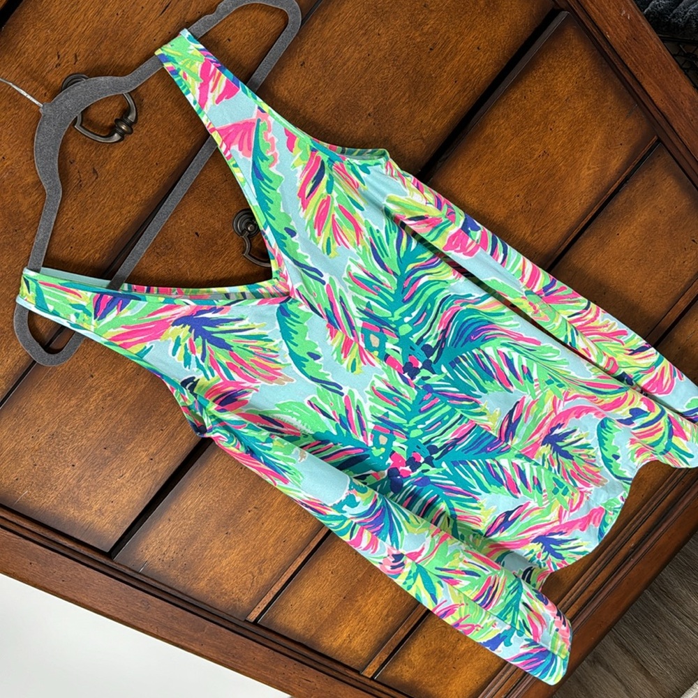 Lilly Pulitzer Tropical Palm Mini Dress in Aqua, Pink, Green - Picture 3 of 3